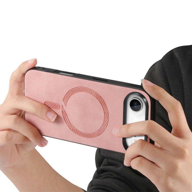 For iPhone Air Solid Color Retro Magsafe PU Back Cover Phone Case(Pink) - iPhone Air Cases by buy2fix | Online Shopping UK | buy2fix