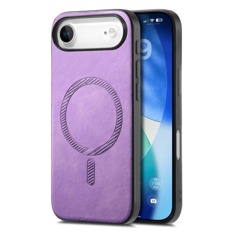 For iPhone Air Solid Color Retro Magsafe PU Back Cover Phone Case(Purple) - iPhone Air Cases by buy2fix | Online Shopping UK | buy2fix