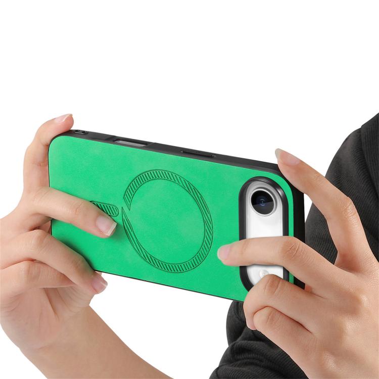 For iPhone Air Solid Color Retro Magsafe PU Back Cover Phone Case(Green) - iPhone Air Cases by buy2fix | Online Shopping UK | buy2fix