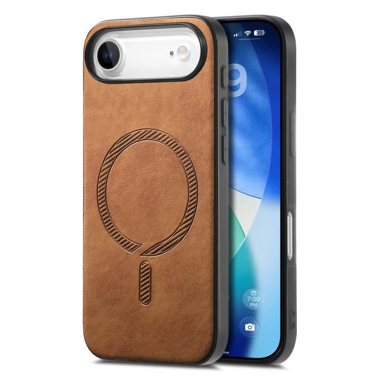 For iPhone Air Solid Color Retro Magsafe PU Back Cover Phone Case(Brown) - iPhone Air Cases by buy2fix | Online Shopping UK | buy2fix