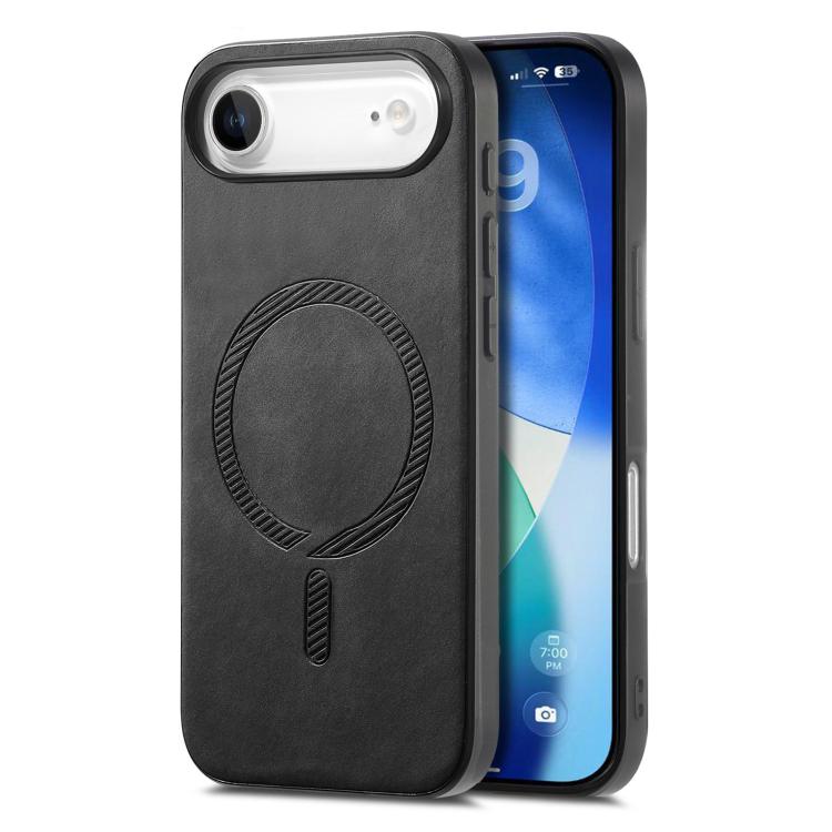 For iPhone Air Solid Color Retro Magsafe PU Back Cover Phone Case(Black) - iPhone Air Cases by buy2fix | Online Shopping UK | buy2fix