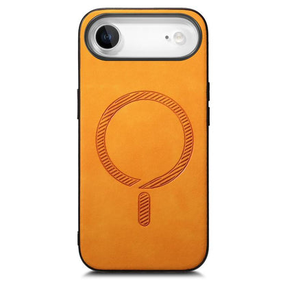 For iPhone Air Solid Color Retro Magsafe PU Back Cover Phone Case(Yellow) - iPhone Air Cases by buy2fix | Online Shopping UK | buy2fix