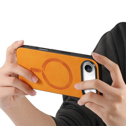 For iPhone Air Solid Color Retro Magsafe PU Back Cover Phone Case(Yellow) - iPhone Air Cases by buy2fix | Online Shopping UK | buy2fix