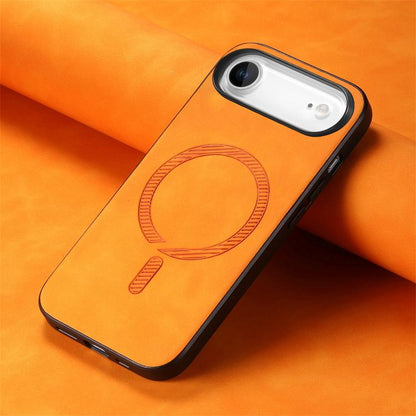 For iPhone Air Solid Color Retro Magsafe PU Back Cover Phone Case(Yellow) - iPhone Air Cases by buy2fix | Online Shopping UK | buy2fix