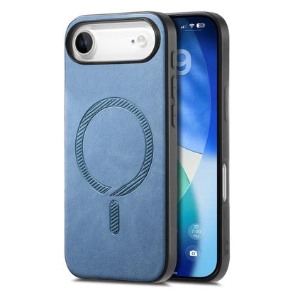 For iPhone Air Solid Color Retro Magsafe PU Back Cover Phone Case(Blue) - iPhone Air Cases by buy2fix | Online Shopping UK | buy2fix
