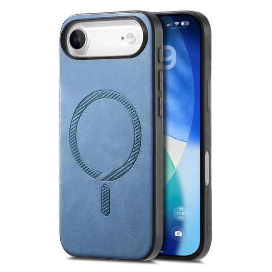 For iPhone Air Solid Color Retro Magsafe PU Back Cover Phone Case(Blue) - iPhone Air Cases by buy2fix | Online Shopping UK | buy2fix