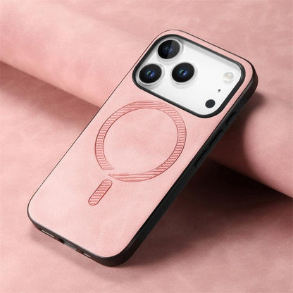For iPhone 17 Pro Solid Color Retro Magsafe PU Back Cover Phone Case(Pink) - iPhone 17 Pro Cases by buy2fix | Online Shopping UK | buy2fix