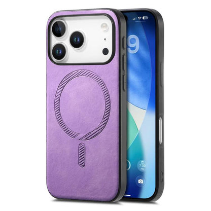 For iPhone 17 Pro Solid Color Retro Magsafe PU Back Cover Phone Case(Purple) - iPhone 17 Pro Cases by buy2fix | Online Shopping UK | buy2fix