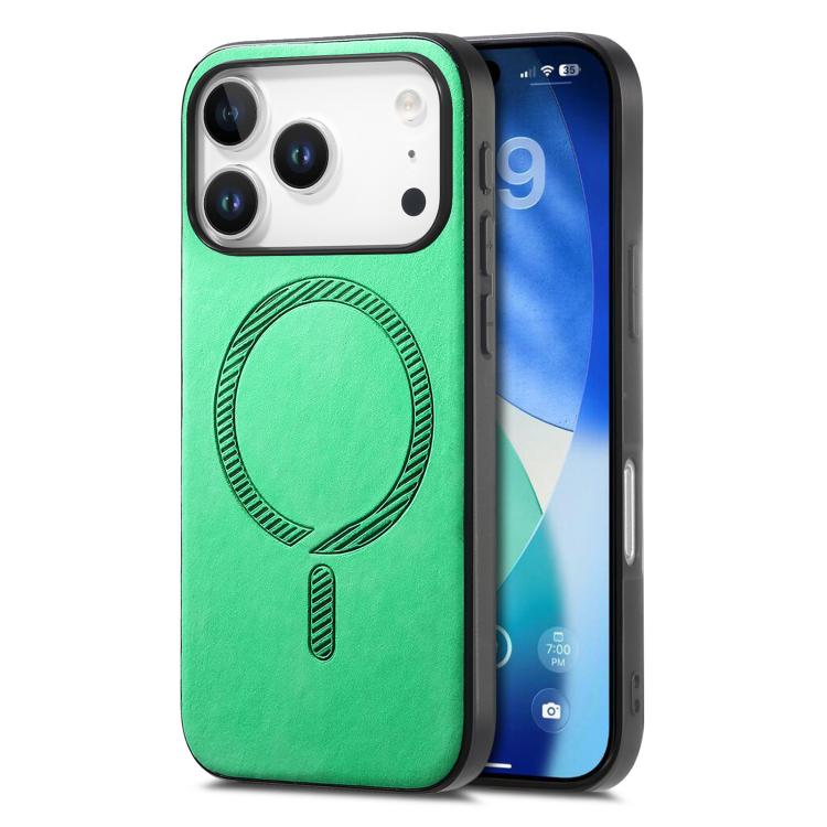 For iPhone 17 Pro Solid Color Retro Magsafe PU Back Cover Phone Case(Green) - iPhone 17 Pro Cases by buy2fix | Online Shopping UK | buy2fix