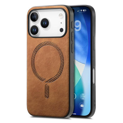 For iPhone 17 Pro Solid Color Retro Magsafe PU Back Cover Phone Case(Brown) - iPhone 17 Pro Cases by buy2fix | Online Shopping UK | buy2fix
