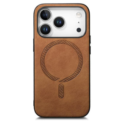 For iPhone 17 Pro Solid Color Retro Magsafe PU Back Cover Phone Case(Brown) - iPhone 17 Pro Cases by buy2fix | Online Shopping UK | buy2fix