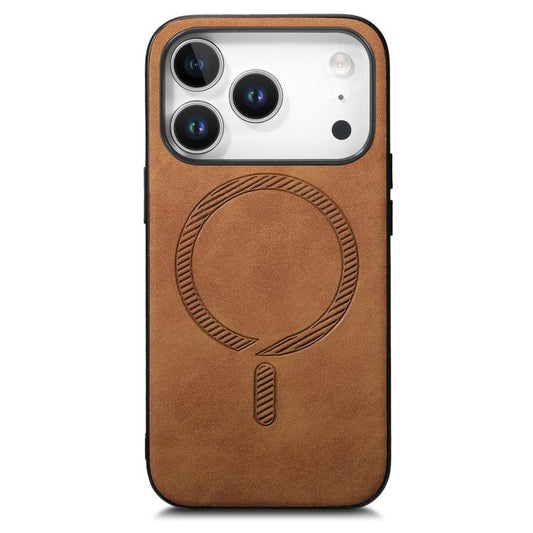 For iPhone 17 Pro Solid Color Retro Magsafe PU Back Cover Phone Case(Brown) - iPhone 17 Pro Cases by buy2fix | Online Shopping UK | buy2fix