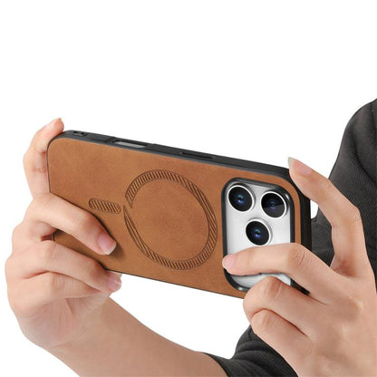 For iPhone 17 Pro Solid Color Retro Magsafe PU Back Cover Phone Case(Brown) - iPhone 17 Pro Cases by buy2fix | Online Shopping UK | buy2fix