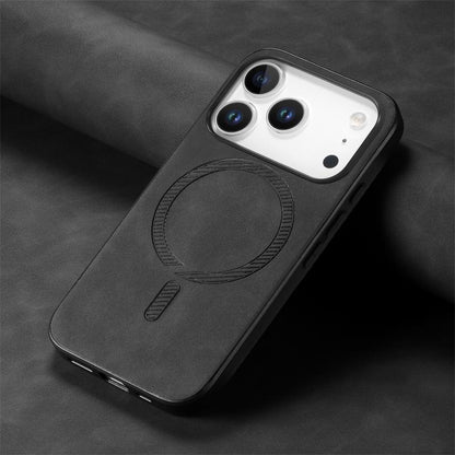 For iPhone 17 Pro Solid Color Retro Magsafe PU Back Cover Phone Case(Black) - iPhone 17 Pro Cases by buy2fix | Online Shopping UK | buy2fix
