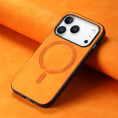 For iPhone 17 Pro Solid Color Retro Magsafe PU Back Cover Phone Case(Yellow) - iPhone 17 Pro Cases by buy2fix | Online Shopping UK | buy2fix