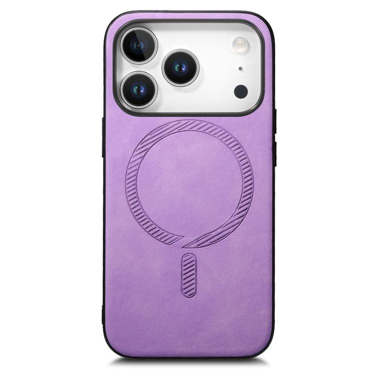 For iPhone 17 Pro Max Solid Color Retro Magsafe PU Back Cover Phone Case(Purple) - iPhone 17 Pro Max Cases by buy2fix | Online Shopping UK | buy2fix
