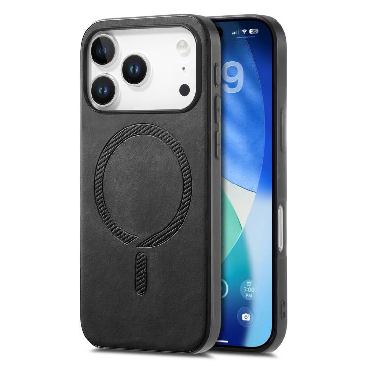 For iPhone 17 Pro Max Solid Color Retro Magsafe PU Back Cover Phone Case(Black) - iPhone 17 Pro Max Cases by buy2fix | Online Shopping UK | buy2fix