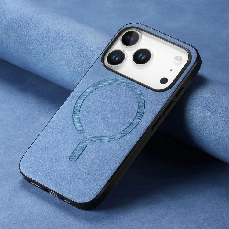 For iPhone 17 Pro Max Solid Color Retro Magsafe PU Back Cover Phone Case(Blue) - iPhone 17 Pro Max Cases by buy2fix | Online Shopping UK | buy2fix
