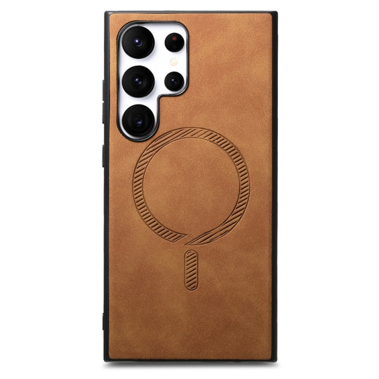 For Samsung Galaxy S24 Ultra 5G Solid Color Retro Magsafe PU Back Cover Phone Case(Brown)