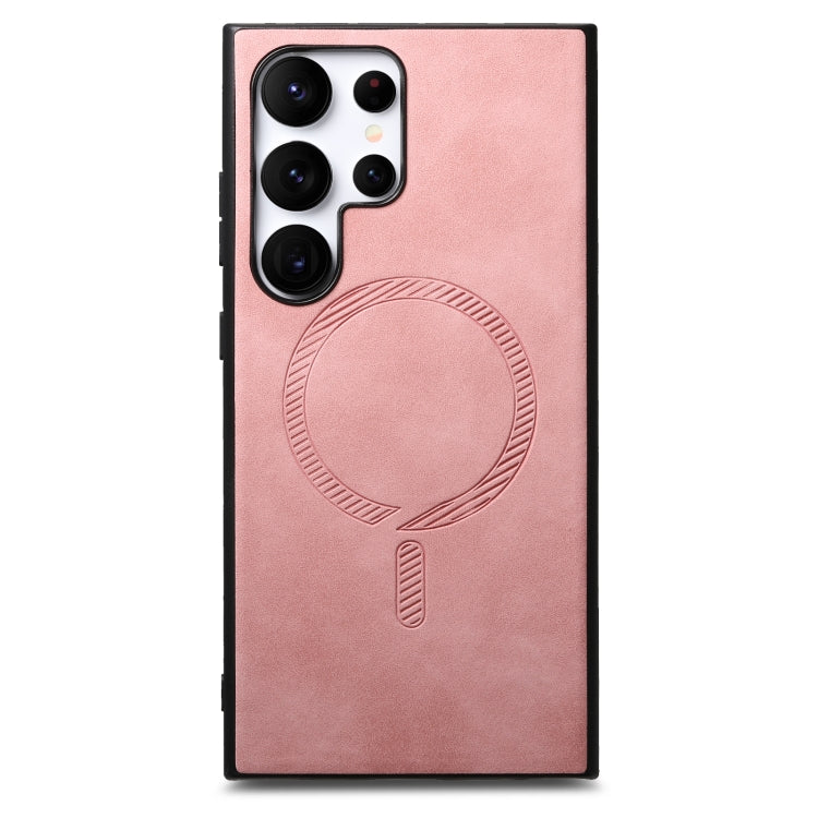 For Samsung Galaxy S25 5G Solid Color Retro Magsafe PU Back Cover Phone Case(Pink) by buy2fix
