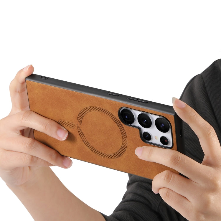 For Samsung Galaxy S25 5G Solid Color Retro Magsafe PU Back Cover Phone Case(Brown) by buy2fix