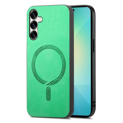 For Samsung Galaxy S25+ 5G Solid Color Retro Magsafe PU Back Cover Phone Case(Green) by buy2fix