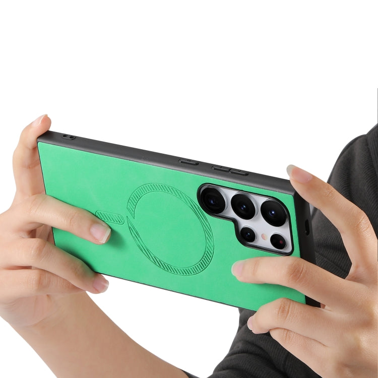 For Samsung Galaxy S25+ 5G Solid Color Retro Magsafe PU Back Cover Phone Case(Green) by buy2fix