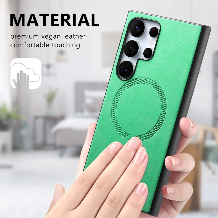 For Samsung Galaxy S25+ 5G Solid Color Retro Magsafe PU Back Cover Phone Case(Green) by buy2fix