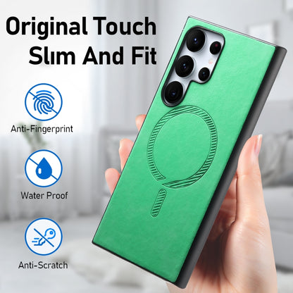 For Samsung Galaxy S25+ 5G Solid Color Retro Magsafe PU Back Cover Phone Case(Green) by buy2fix