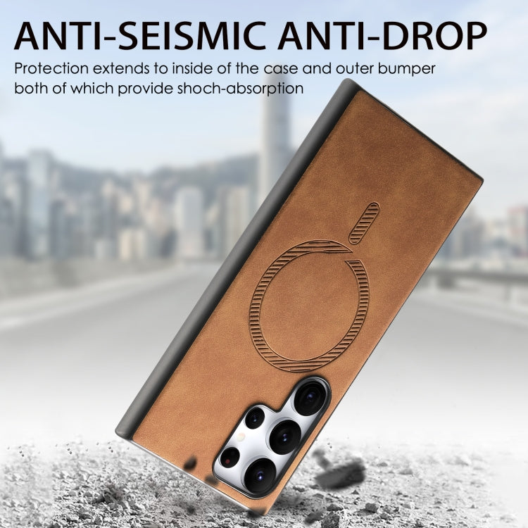 For Samsung Galaxy S25+ 5G Solid Color Retro Magsafe PU Back Cover Phone Case(Brown) by buy2fix