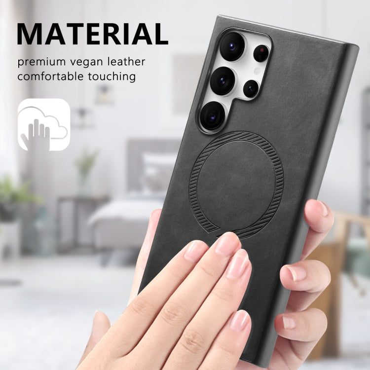 For Samsung Galaxy S25+ 5G Solid Color Retro Magsafe PU Back Cover Phone Case(Black) by buy2fix