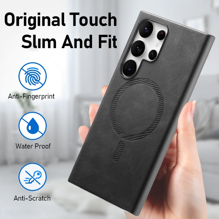 For Samsung Galaxy S25+ 5G Solid Color Retro Magsafe PU Back Cover Phone Case(Black) by buy2fix