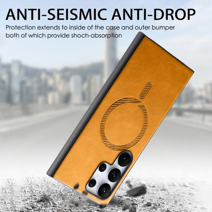 For Samsung Galaxy S25+ 5G Solid Color Retro Magsafe PU Back Cover Phone Case(Yellow) by buy2fix