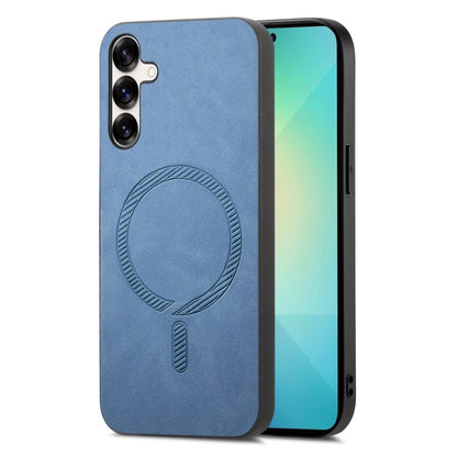 For Samsung Galaxy S25+ 5G Solid Color Retro Magsafe PU Back Cover Phone Case(Blue) by buy2fix