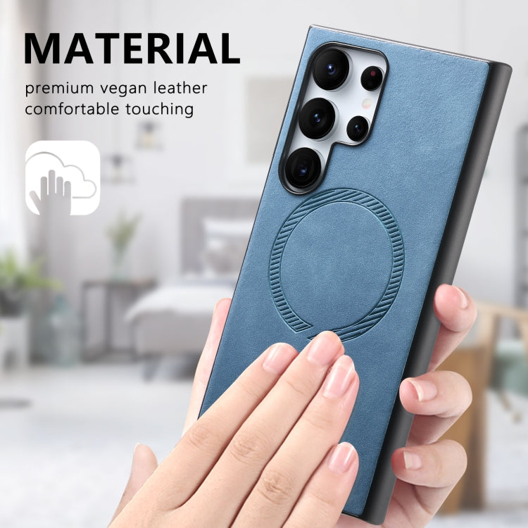 For Samsung Galaxy S25+ 5G Solid Color Retro Magsafe PU Back Cover Phone Case(Blue) by buy2fix