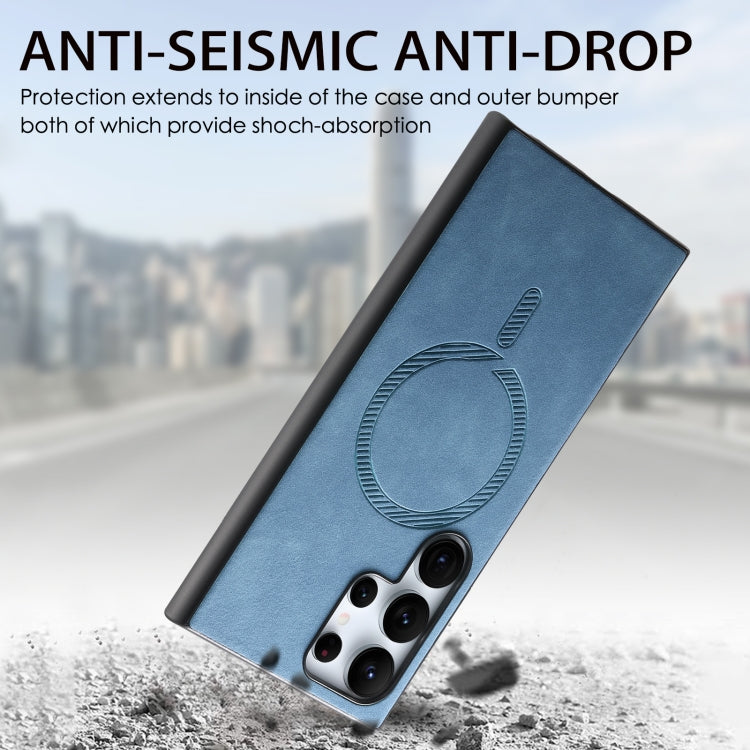 For Samsung Galaxy S25+ 5G Solid Color Retro Magsafe PU Back Cover Phone Case(Blue) by buy2fix