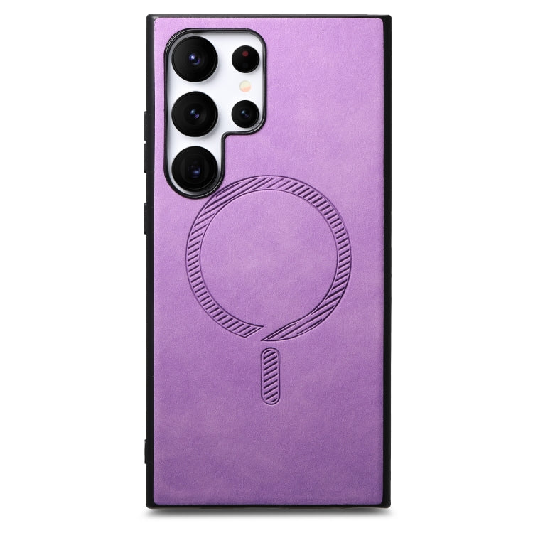 For Samsung Galaxy S25 Ultra 5G Solid Color Retro Magsafe PU Back Cover Phone Case(Purple) by buy2fix
