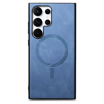 For Samsung Galaxy S25 Ultra 5G Solid Color Retro Magsafe PU Back Cover Phone Case(Blue) by buy2fix
