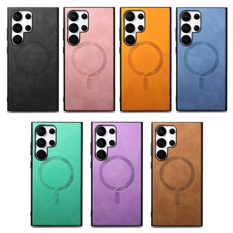 For Samsung Galaxy S25+ 5G Solid Color Retro Magsafe PU Back Cover Phone Case(Blue) by buy2fix