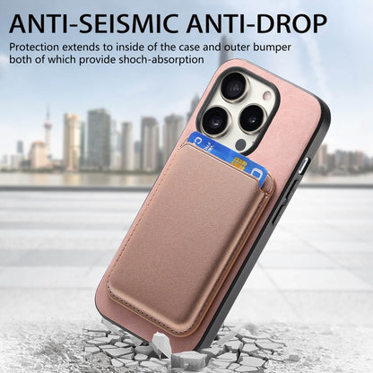 For iPhone 12 Pro Retro Magsafe Card Bag PU Back Cover Phone Case(Pink) by buy2fix