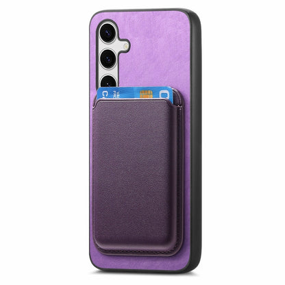For Samsung Galaxy S24 5G Retro Magsafe Card Bag PU Back Cover Phone Case(Purple) - Galaxy S24 5G Cases by buy2fix | Online Shopping UK | buy2fix