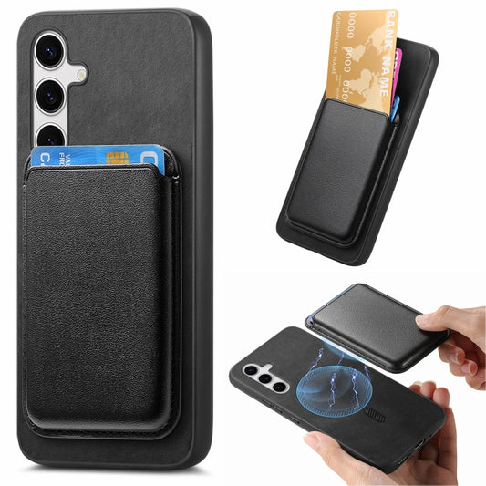 For Samsung Galaxy S25 5G Retro Magsafe Card Bag PU Back Cover Phone Case(Black) by buy2fix