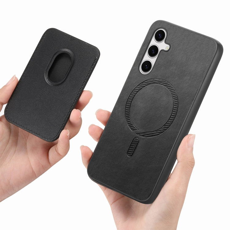 For Samsung Galaxy S25 5G Retro Magsafe Card Bag PU Back Cover Phone Case(Black) by buy2fix