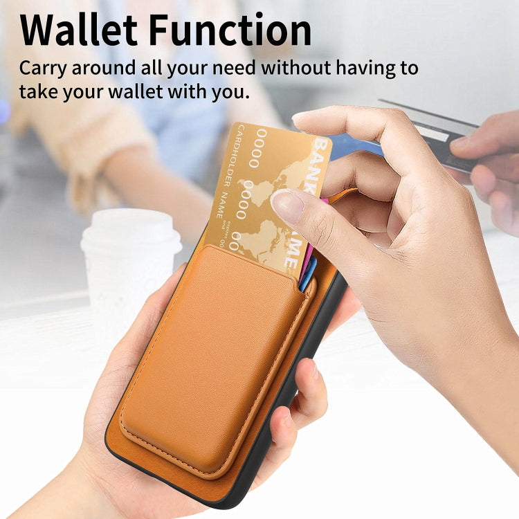 For Samsung Galaxy S25+ 5G Retro Magsafe Card Bag PU Back Cover Phone Case(Yellow) by buy2fix