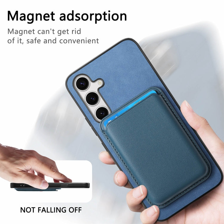 For Samsung Galaxy S25+ 5G Retro Magsafe Card Bag PU Back Cover Phone Case(Blue) by buy2fix