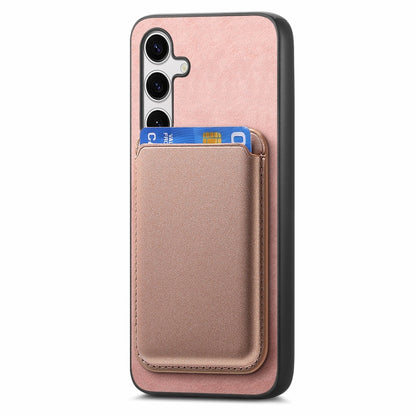 For Samsung Galaxy S25+ 5G Retro Magsafe Card Bag PU Back Cover Phone Case(Pink) by buy2fix