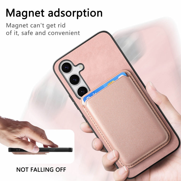 For Samsung Galaxy S25+ 5G Retro Magsafe Card Bag PU Back Cover Phone Case(Pink) by buy2fix