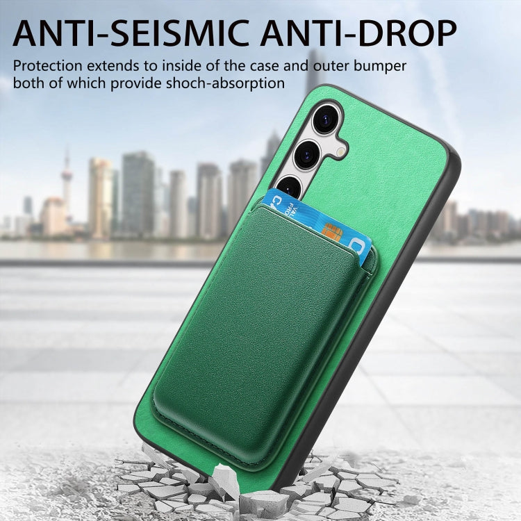 For Samsung Galaxy S25+ 5G Retro Magsafe Card Bag PU Back Cover Phone Case(Green) by buy2fix