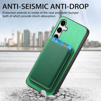 For Samsung Galaxy S25+ 5G Retro Magsafe Card Bag PU Back Cover Phone Case(Green) by buy2fix