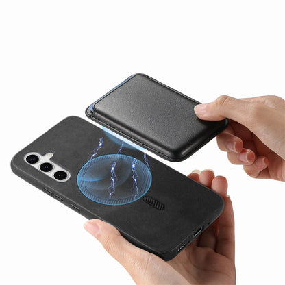 For Samsung Galaxy S25+ 5G Retro Magsafe Card Bag PU Back Cover Phone Case(Black) by buy2fix